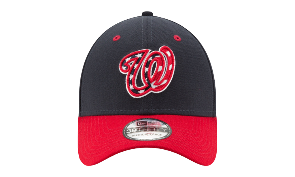39THIRTY Washington Nationals Flex Fit Hat Black / Red - Visor NE618