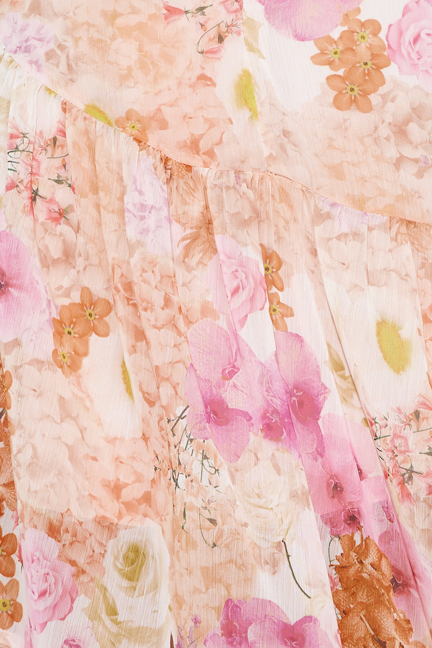 LADIESSTREETX Sunset Petal Strapless Maxi Dress