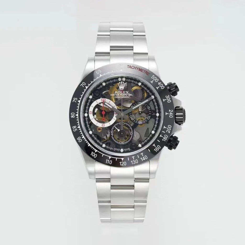 Rolex Men's Skeleton Dial Ceramic Bezel Steel Strap Mechanical Watch #97792