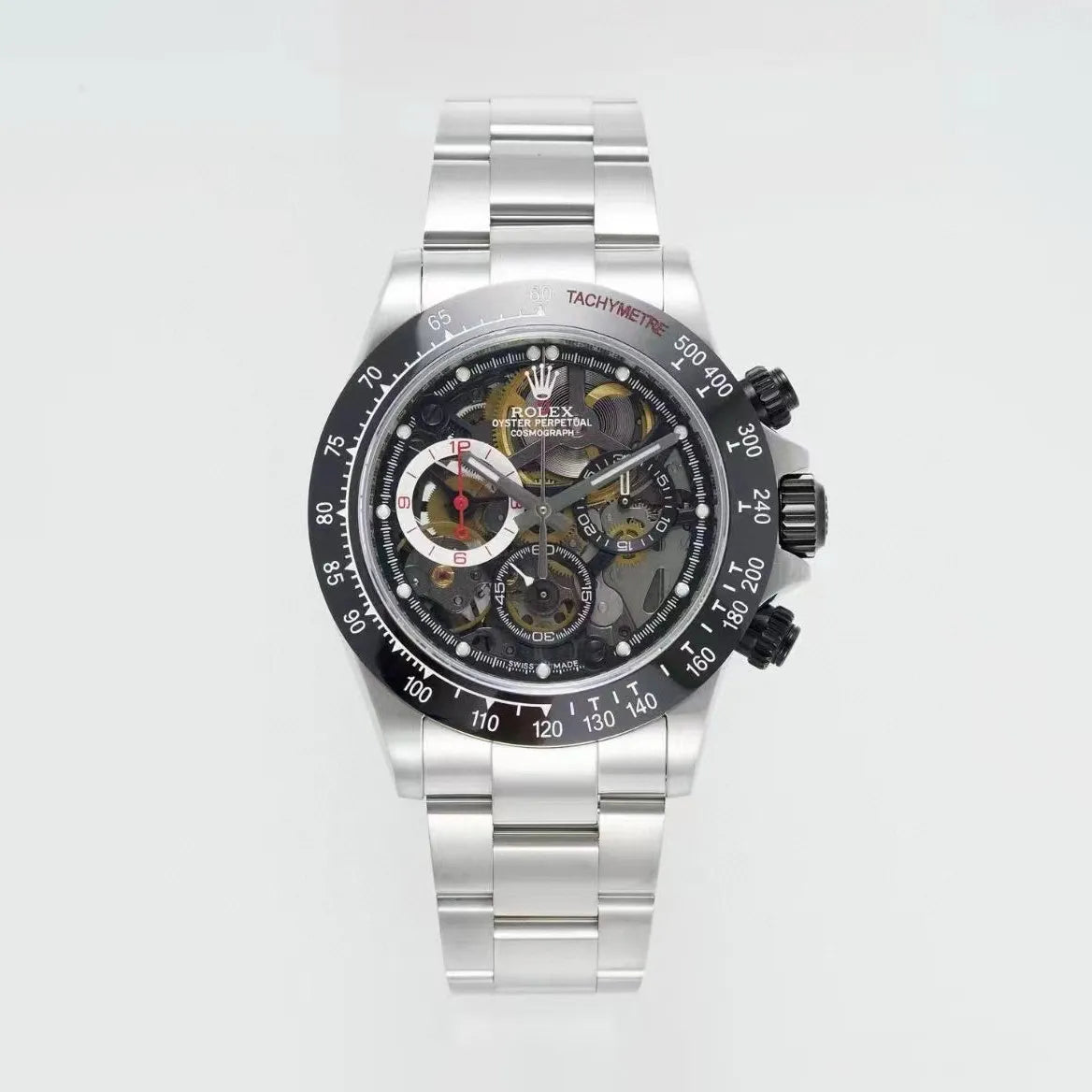 Rolex Men's Skeleton Dial Ceramic Bezel Steel Strap Mechanical Watch #97792