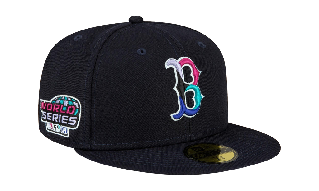 59FIFTY Boston Red Sox 2004 World Series Polar Lights Fitted Hat Navy / Hot Pink - Brim NE850