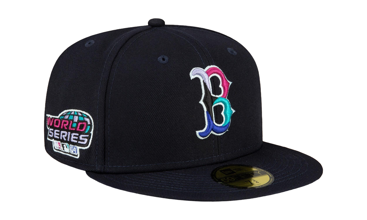 59FIFTY Boston Red Sox 2004 World Series Polar Lights Fitted Hat Navy / Hot Pink - Brim NE850