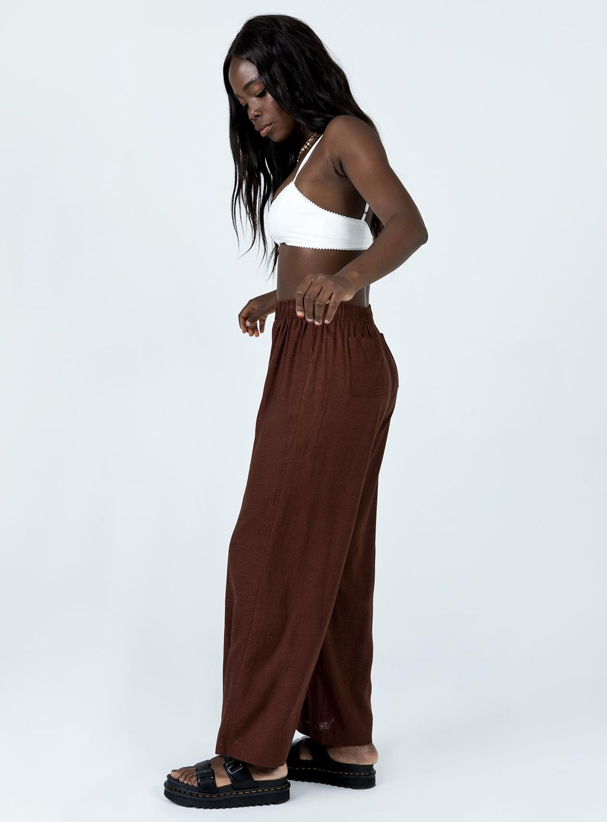 Louis Linen Blend Pants Brown
