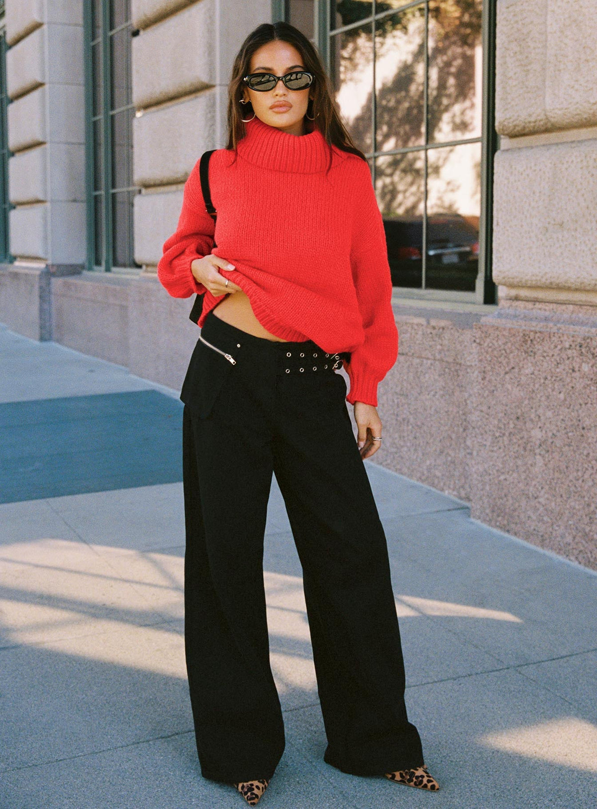 Paltrow Mid Rise Wide Leg Cargo Jeans Black