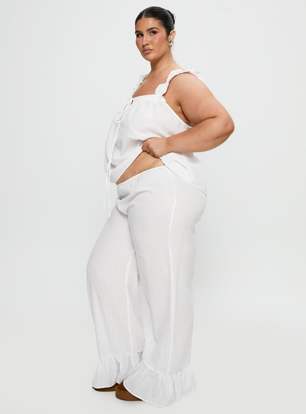 Santabelle Frill Pants White Curve