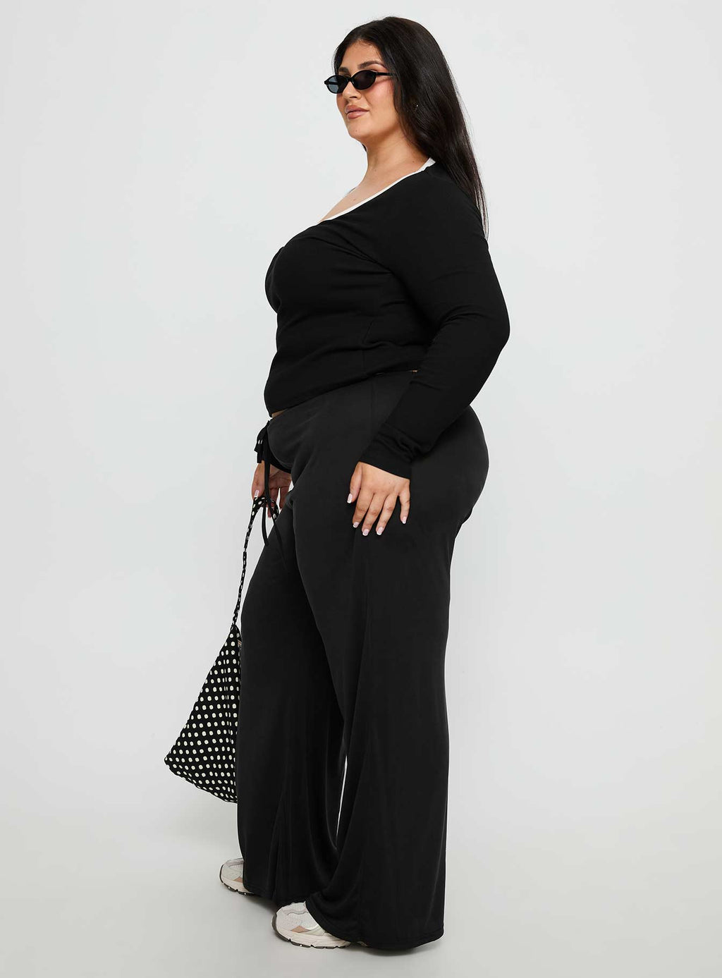 Gavrielle Jersey Wide Leg Pants Black Curve
