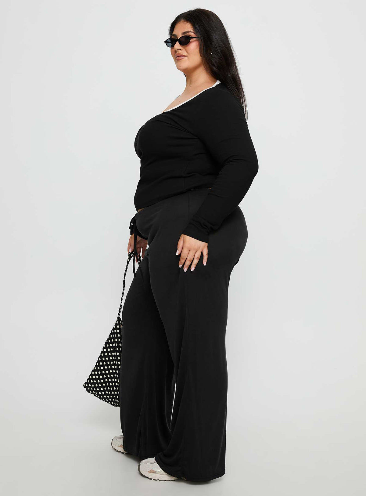 Gavrielle Jersey Wide Leg Pants Black Curve
