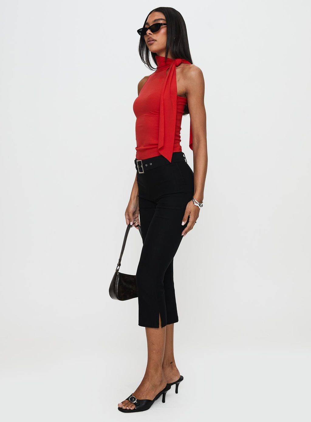 Can I Kick It Flared Capri Pants Black