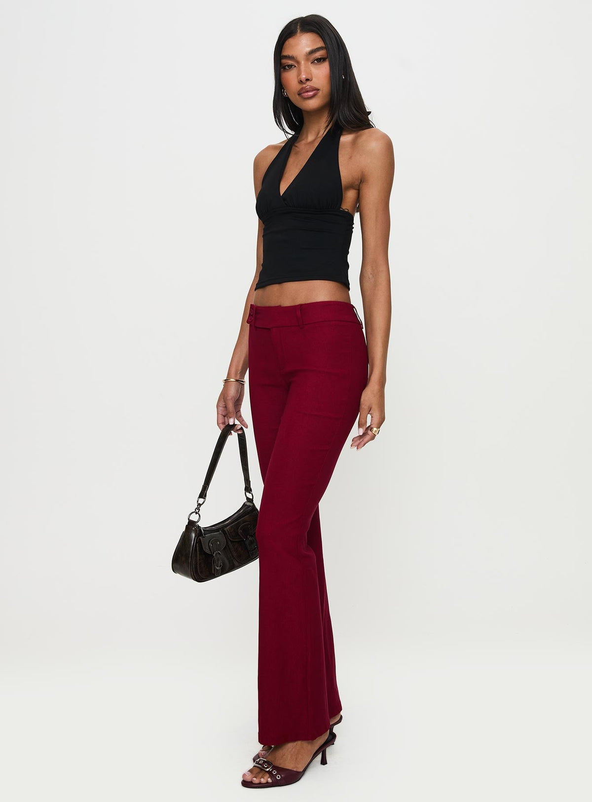 Kinkirk Flared Pants Burgundy Petite