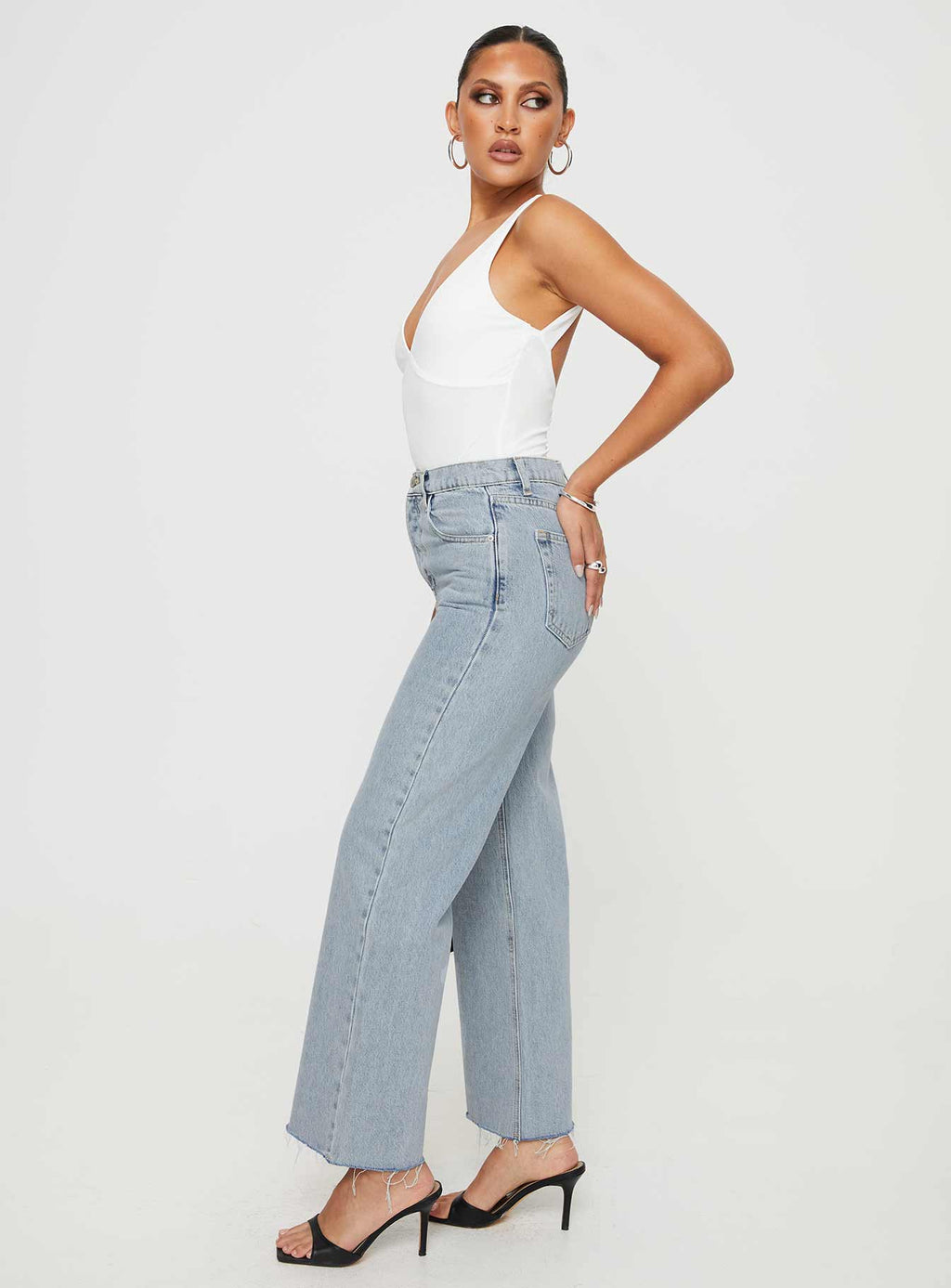 Fawcett High Rise Straight Leg Jeans Light Blue Wash Denim Tall