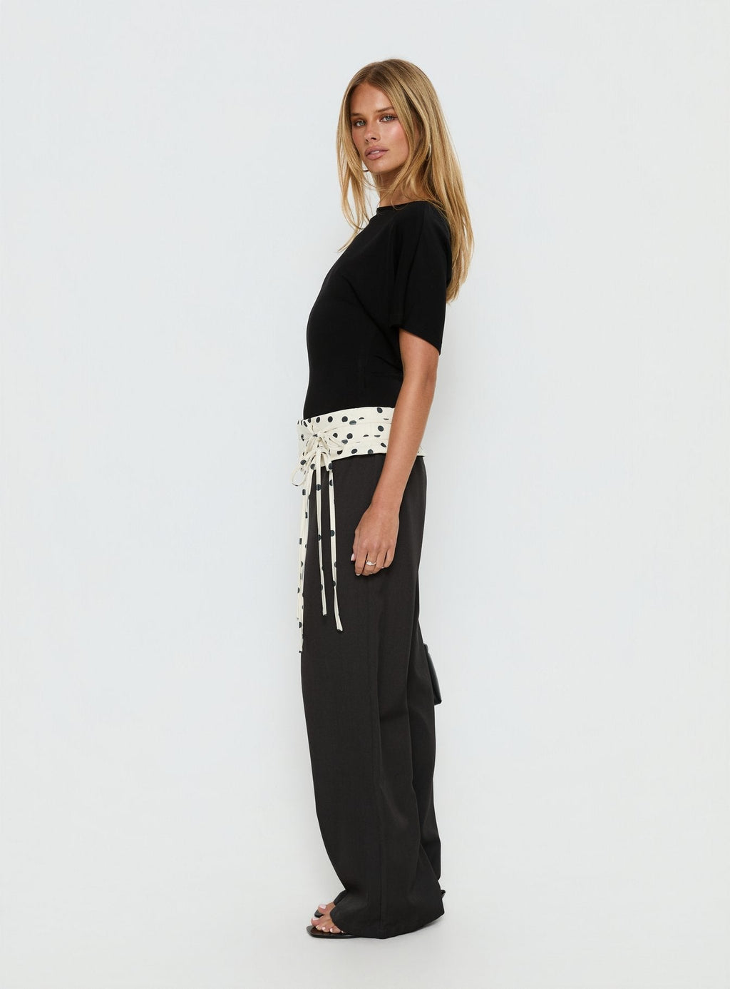 Seneca Wrap Pants Charcoal Polka Dot
