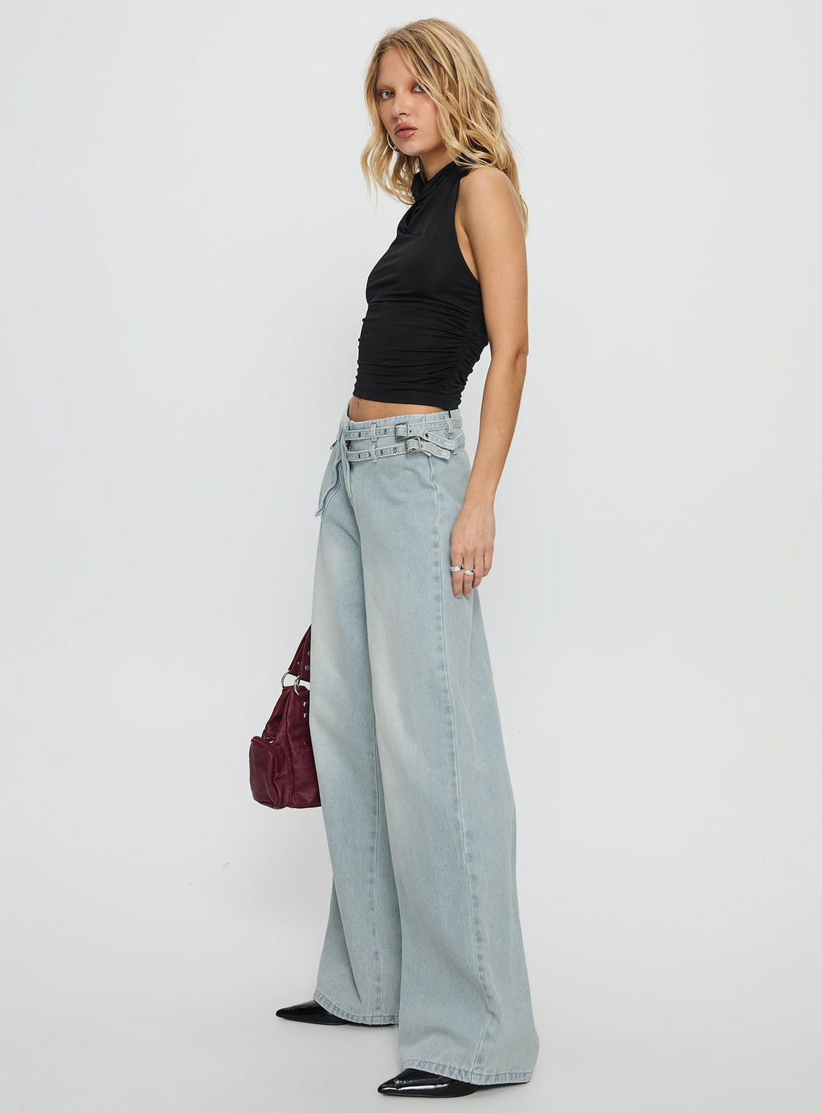 Paltrow Mid Rise Wide Leg Cargo Jeans Black