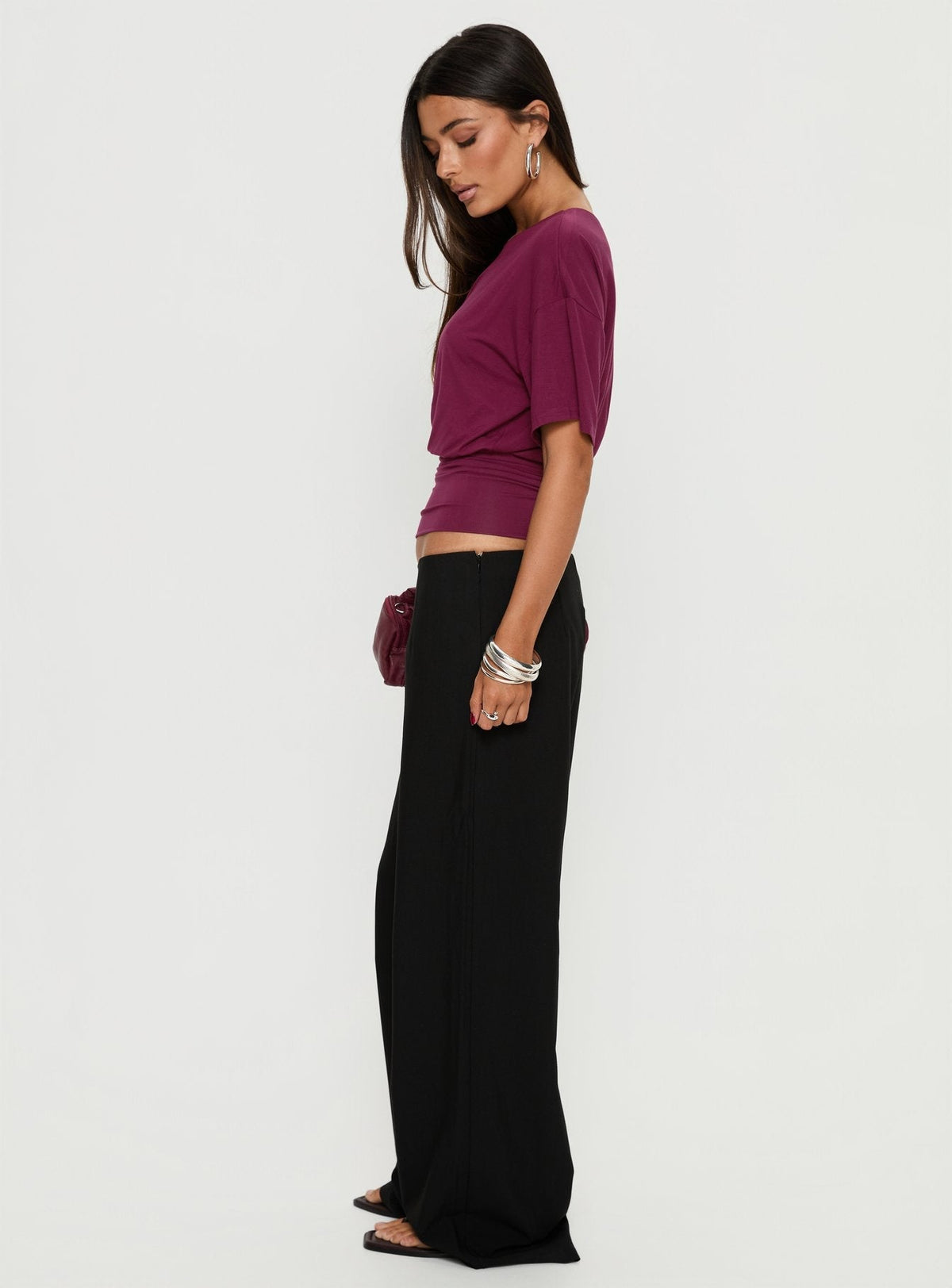 Khane Low Rise Wide Leg Pant Black