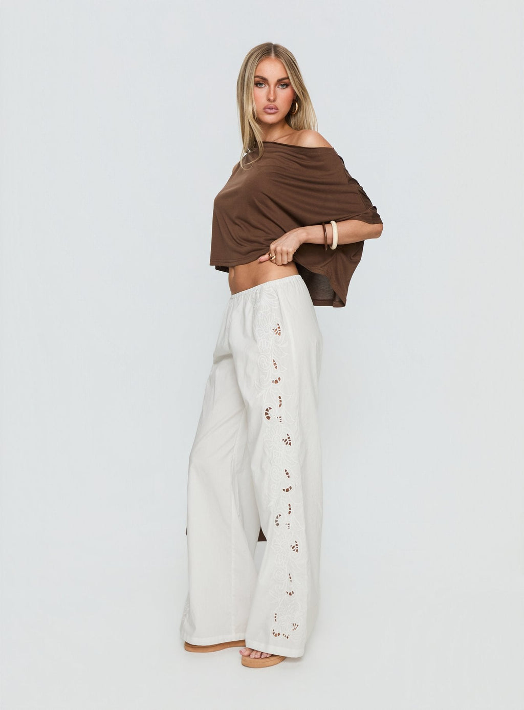 Lucky Spirit Lace Straight Leg Pant White