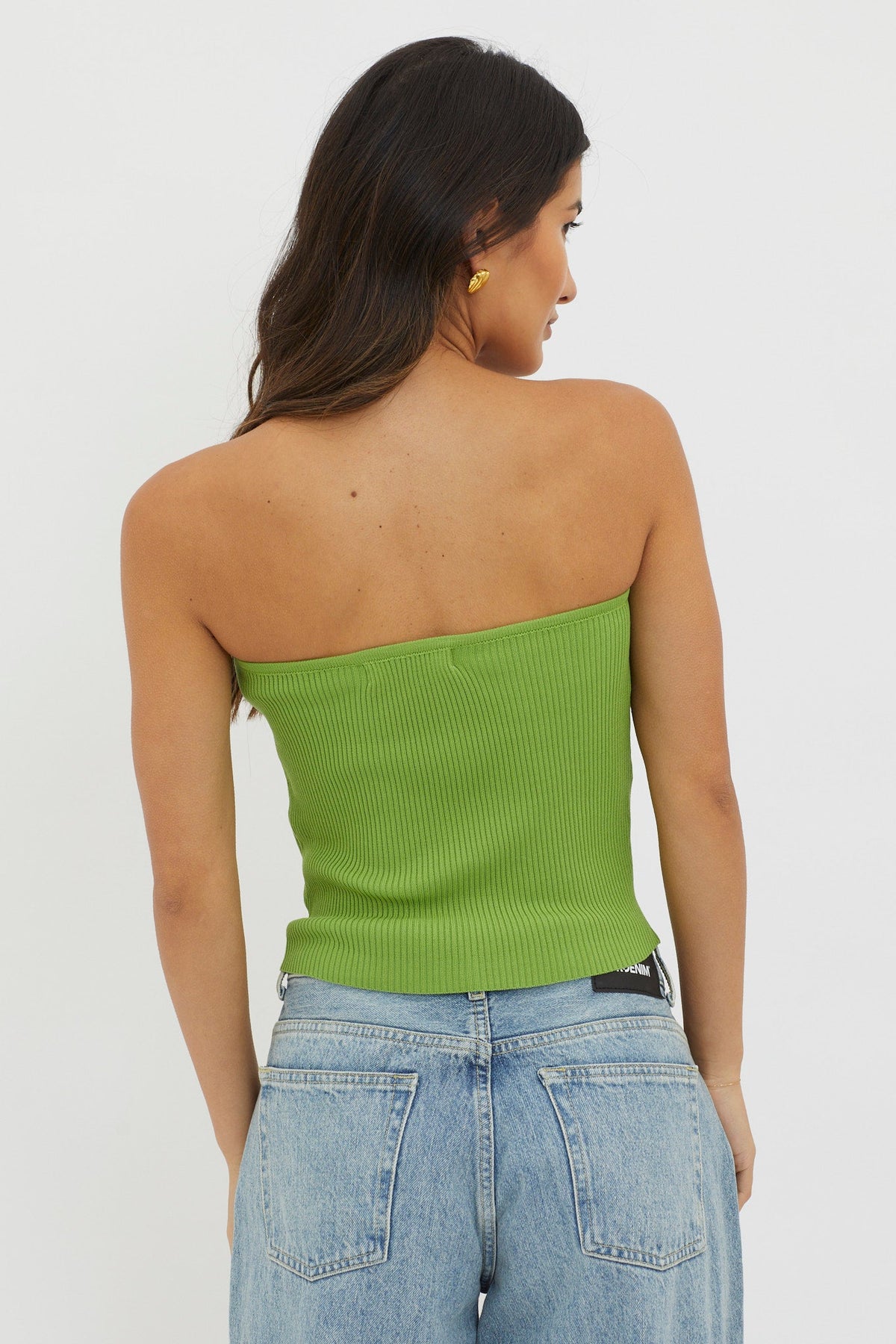 Flora Strapless Knit Top Green