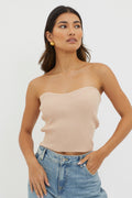 Flora Strapless Knit Top Mocha