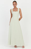 Roxanne Midi Dress - Square Neck Fit And Flare Dress in Sage