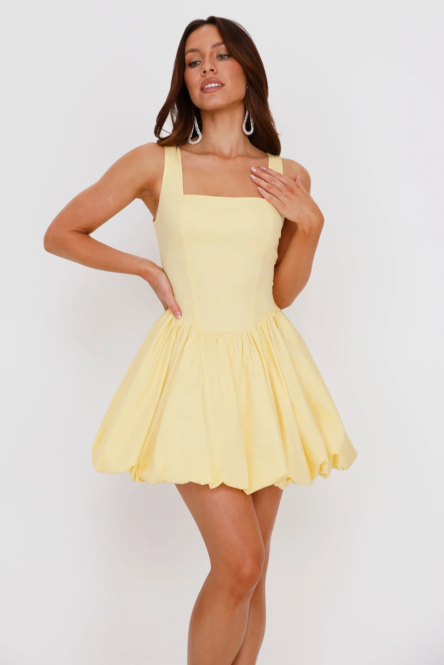 Midsummer Dream Bubble Mini Dress Yellow