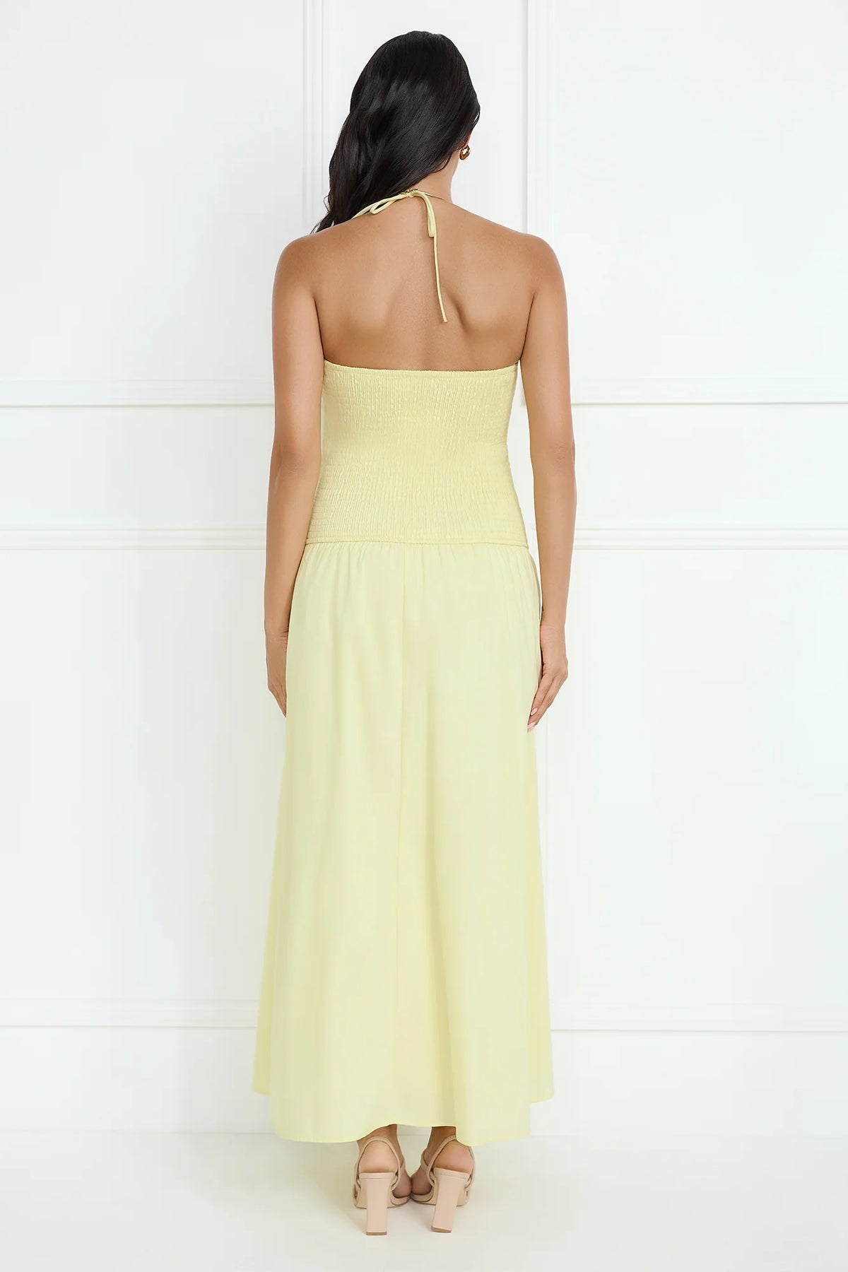Unmatched Energy Halter Maxi Dress Yellow