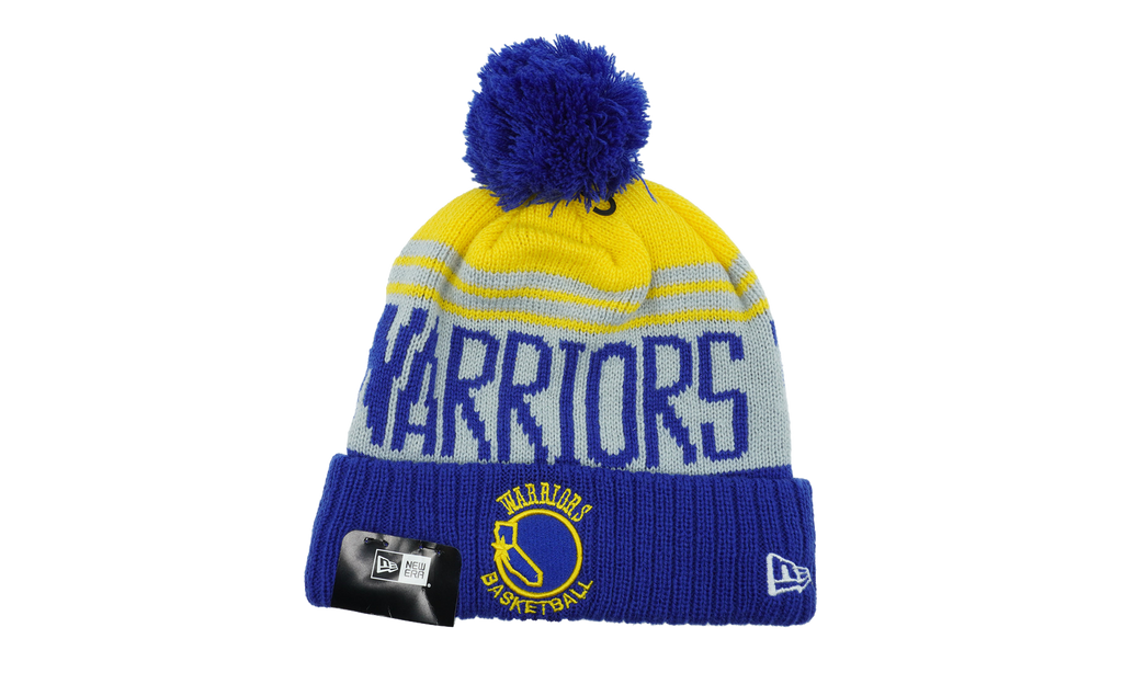 Golden State Warriors Team Pride Pom Beanie Blue / Grey / Yellow / Blue - Pom NE681