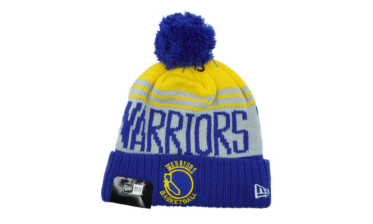 Golden State Warriors Team Pride Pom Beanie Blue / Grey / Yellow / Blue - Pom NE681