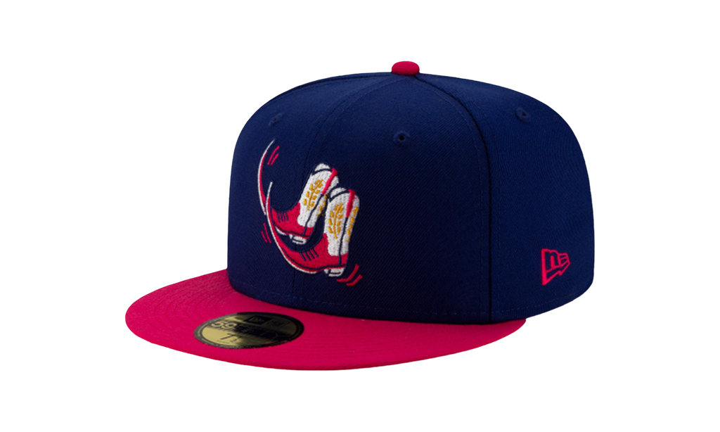 59FIFTY Amarillo Theme Night Amarillo Sod Poodles Boots Fitted Hat Blue / Hot Pink - Brim NE748