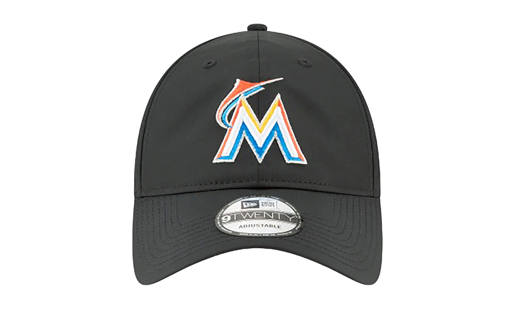 9TWENTY Miami Marlins Perf Piv Hook & Loop Strapback Hat Black NE559
