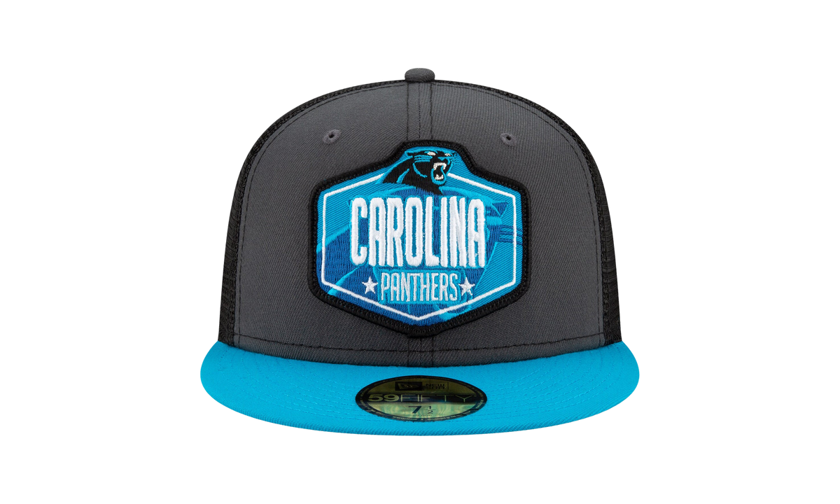 59FIFTY Carolina Panthers 2021 Draft Fitted Hat Dark Grey / Black / Teal - Brim NE781