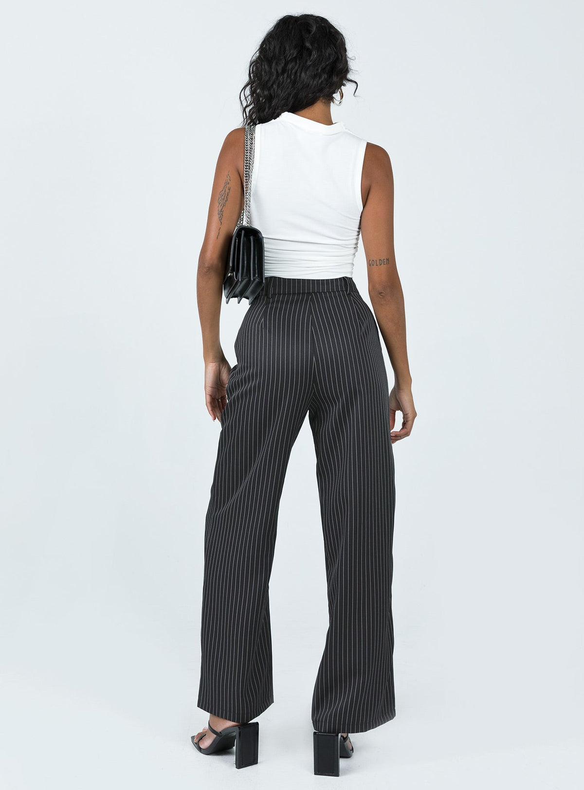 Archer Pants Pinstripe Black