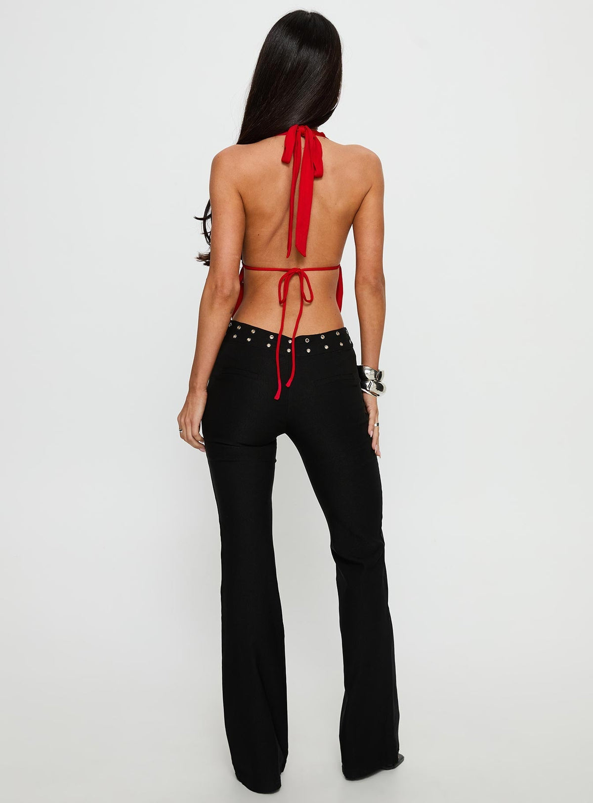 Yevina Eyelet Flare Pant Black