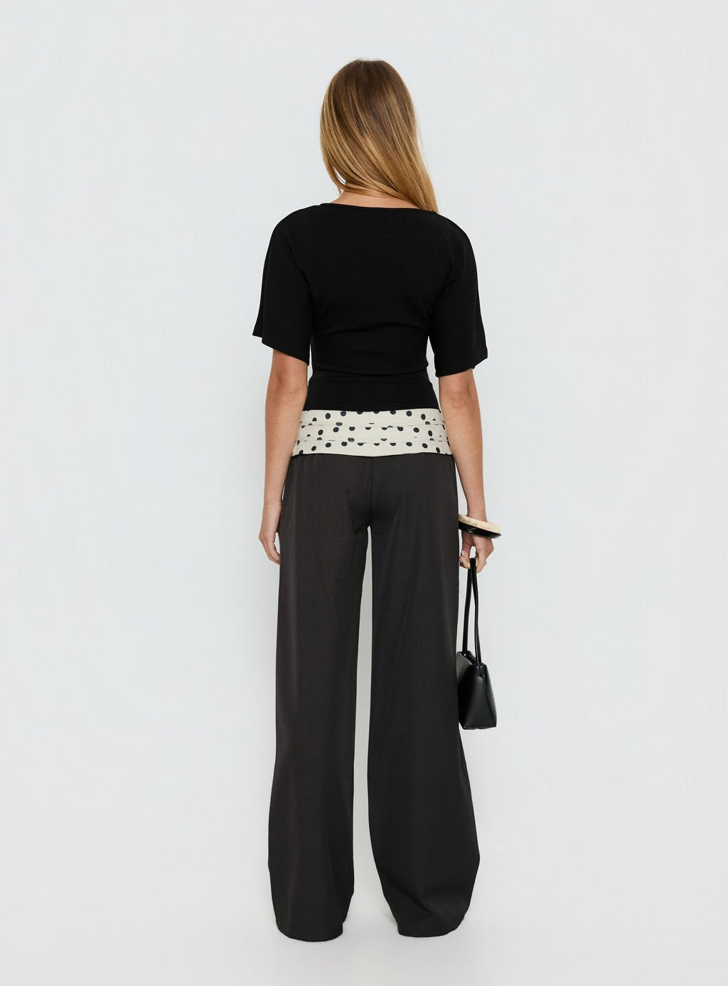Seneca Wrap Pants Charcoal Polka Dot