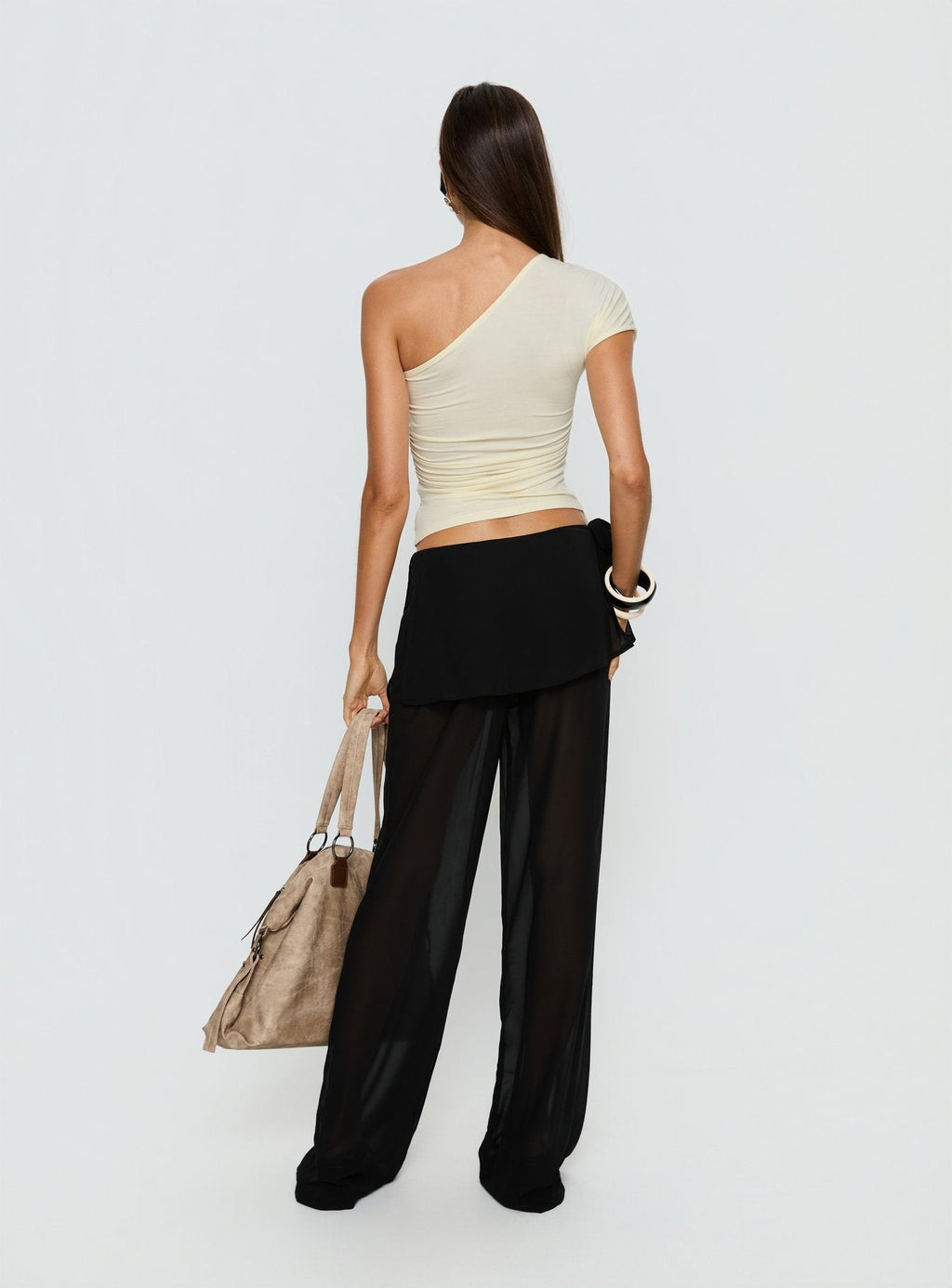 Jaedon Chiffon Layered Pants Black