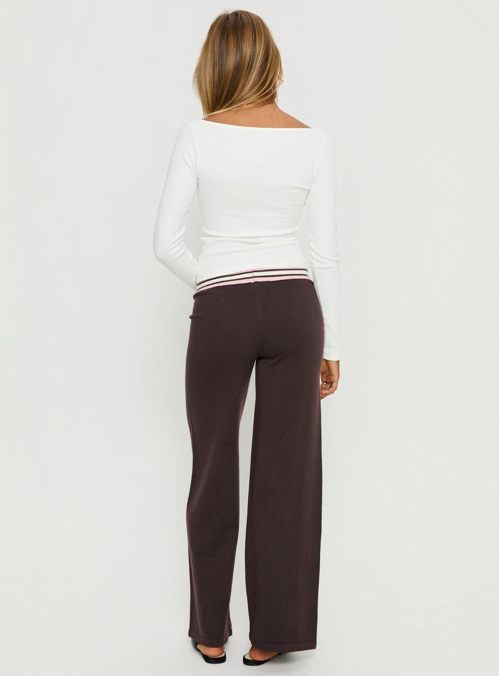 Felisha Low Waist Knit Pants Brown
