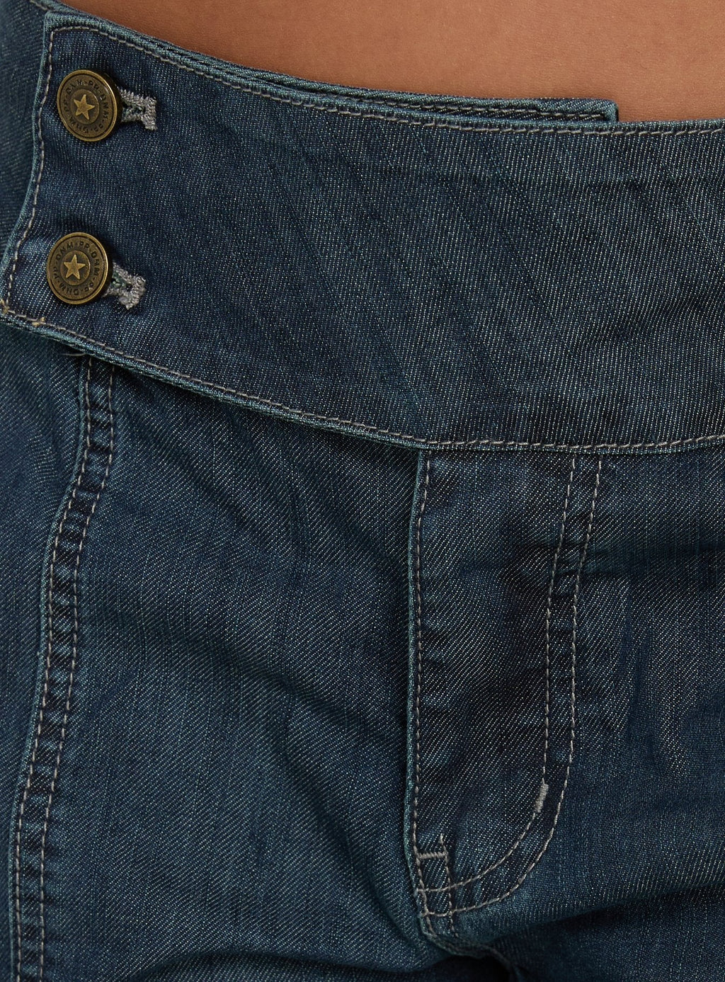 Nikoletta Mid Rise Wide Leg Cargo Jeans Dark Blue Wash