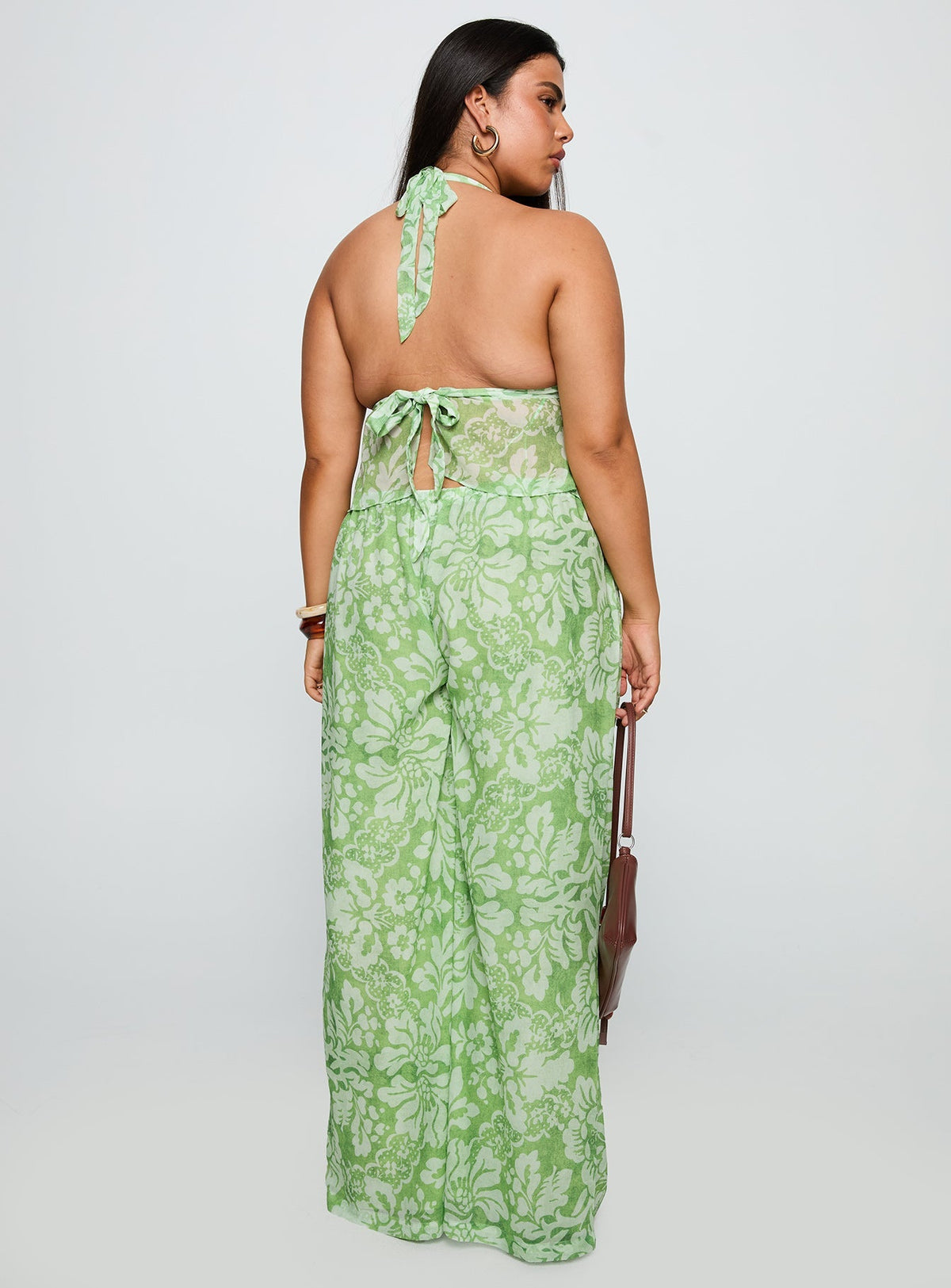 Finesse Pants Green Floral Curve