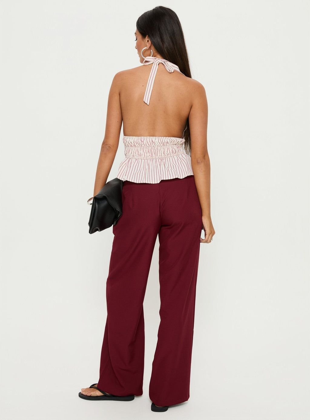Good Riddance Pleat Tie Slouch Pants Burgundy
