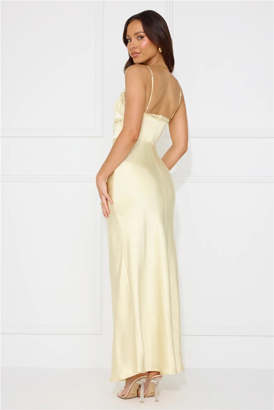 Nobody But You Satin Maxi Dress Yellow