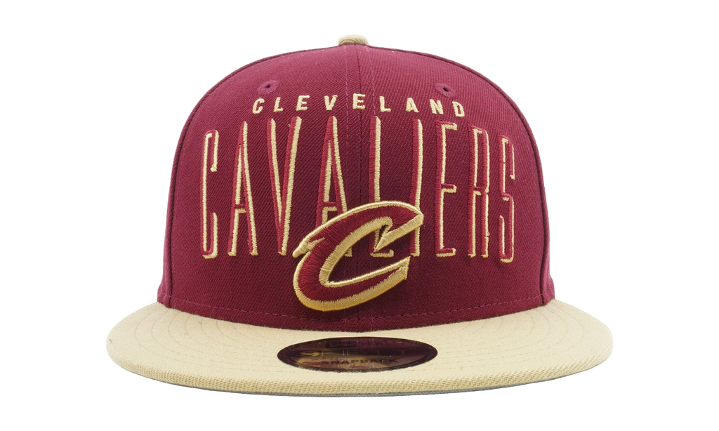 9FIFTY Cleveland Cavaliers Headline Snapback Hat Maroon / Beige - Brim / Gray - Under Brim NE915