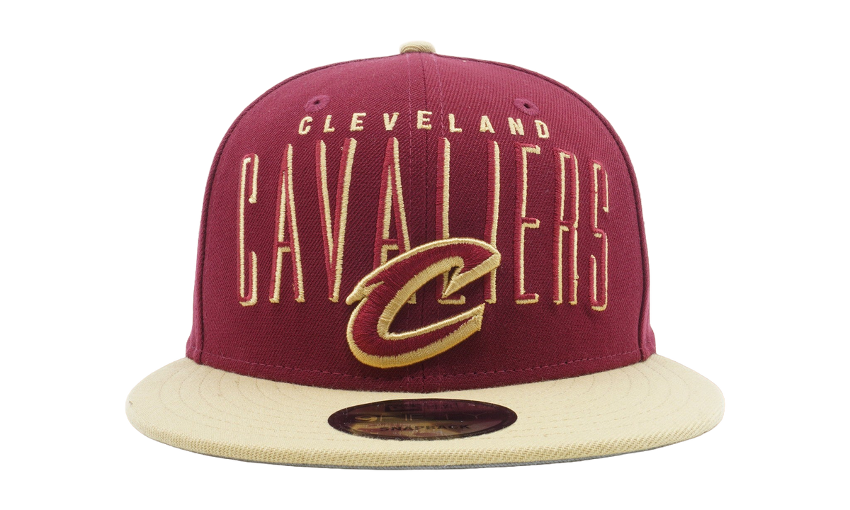 9FIFTY Cleveland Cavaliers Headline Snapback Hat Maroon / Beige - Brim / Gray - Under Brim NE915