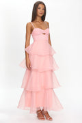 Margarida Layered Sweetheart Neckline Maxi Dress Pink