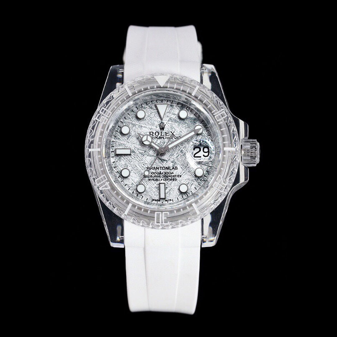 Rolex glass crystal series white tape plus transparent tape blue luminous watch accessories jewelry #82249