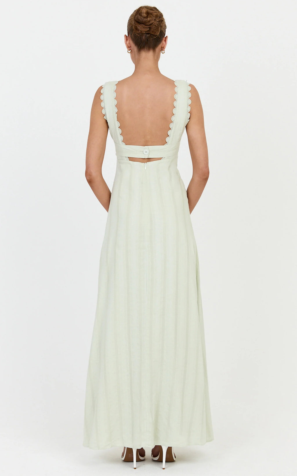Roxanne Midi Dress - Square Neck Fit And Flare Dress in Sage