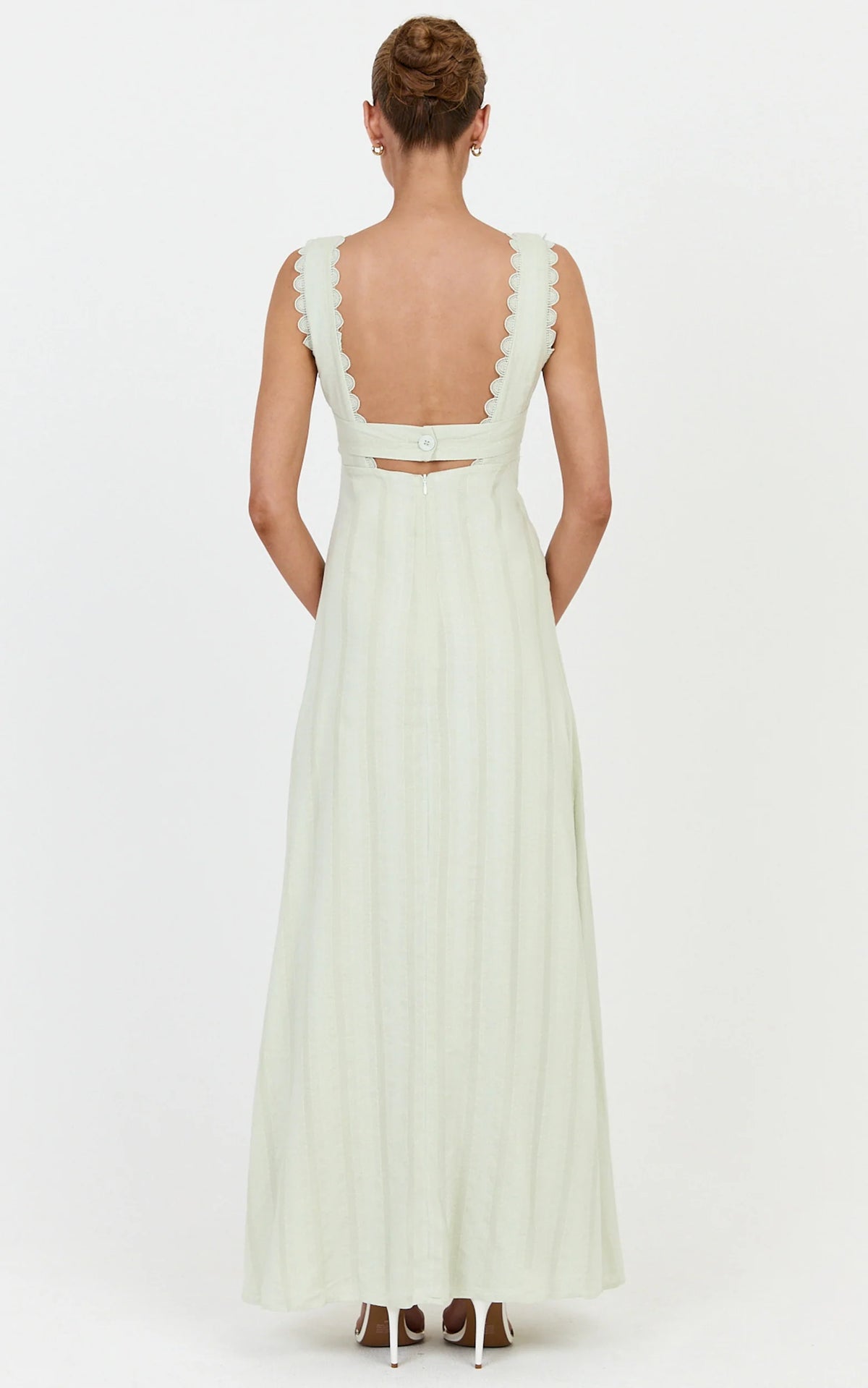 Roxanne Midi Dress - Square Neck Fit And Flare Dress in Sage