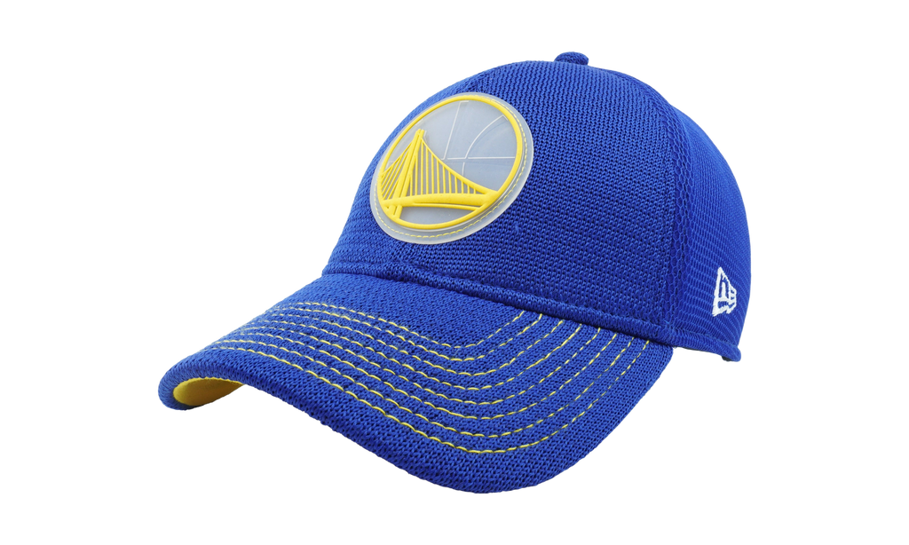39THIRTY Golden State Warriors 2018 Rubber Logo Flex Fit Hat Blue / Yellow - Under Brim NE651