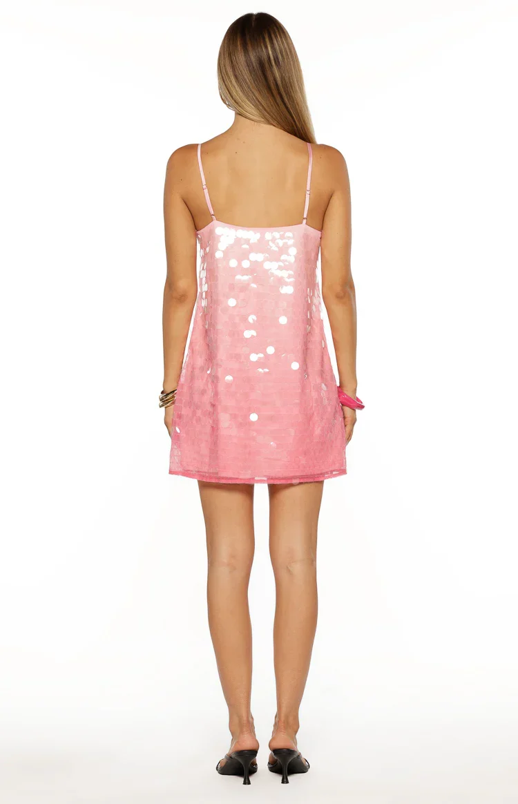 LADIESSTREETX Rosé Ombre Sequin Mini Dress