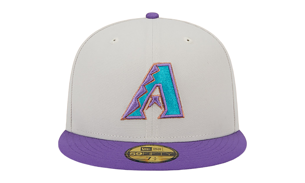 59FIFTY Arizona Diamondbacks 2001 World Series - Class Back Patch Fitted Hat Khaki and Purple / Grey - Under Brim NE905