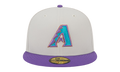 59FIFTY Arizona Diamondbacks 2001 World Series - Class Back Patch Fitted Hat Khaki and Purple / Grey - Under Brim NE905