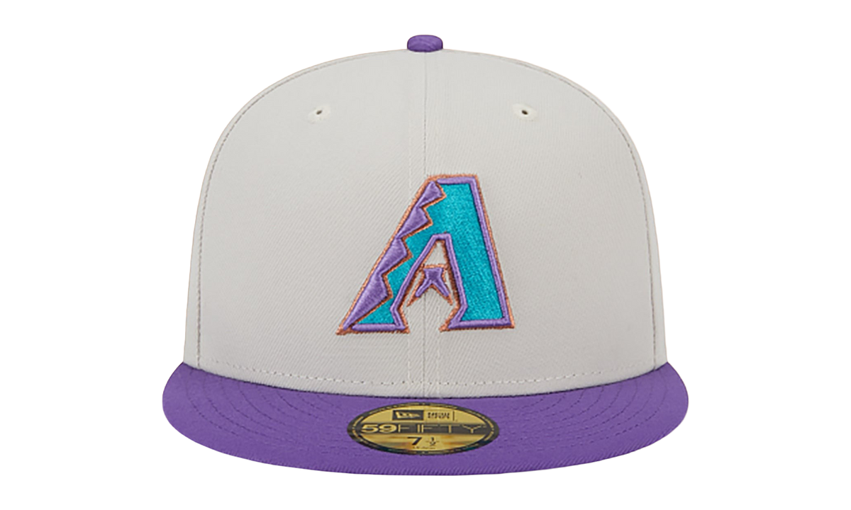 59FIFTY Arizona Diamondbacks 2001 World Series - Class Back Patch Fitted Hat Khaki and Purple / Grey - Under Brim NE905