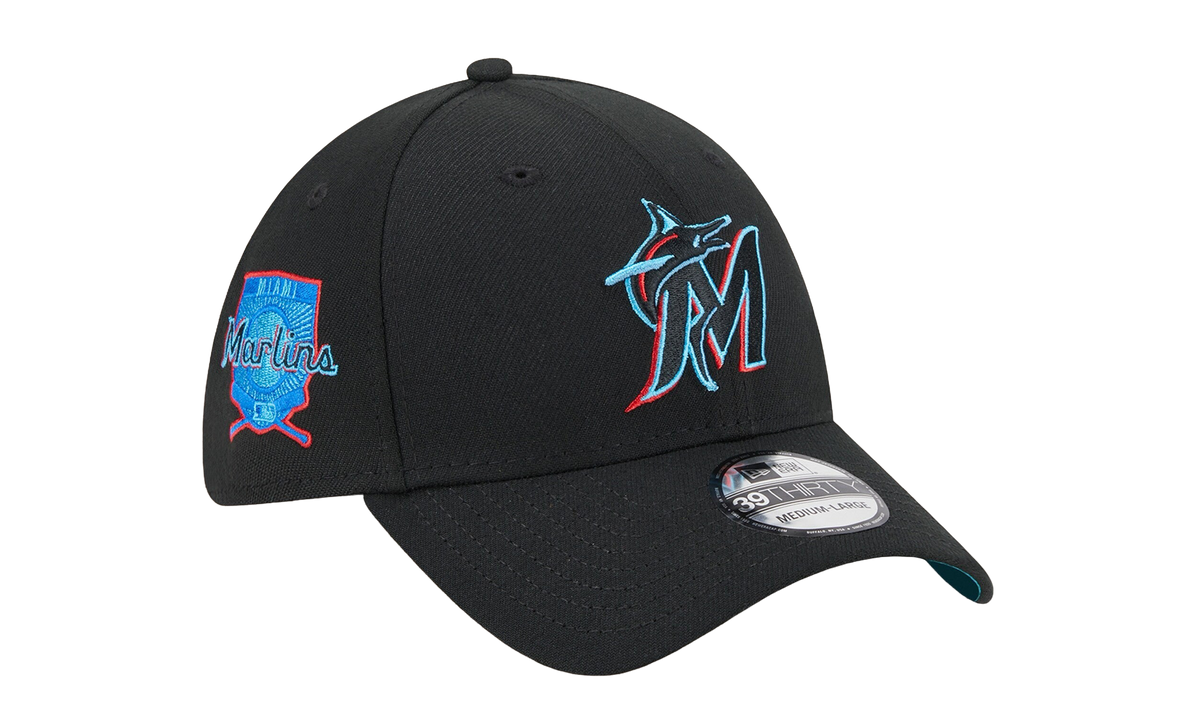 39THIRTY Miami Marlins Father's Day Flex Fit Hat Black / Teal - Under Brim NE895