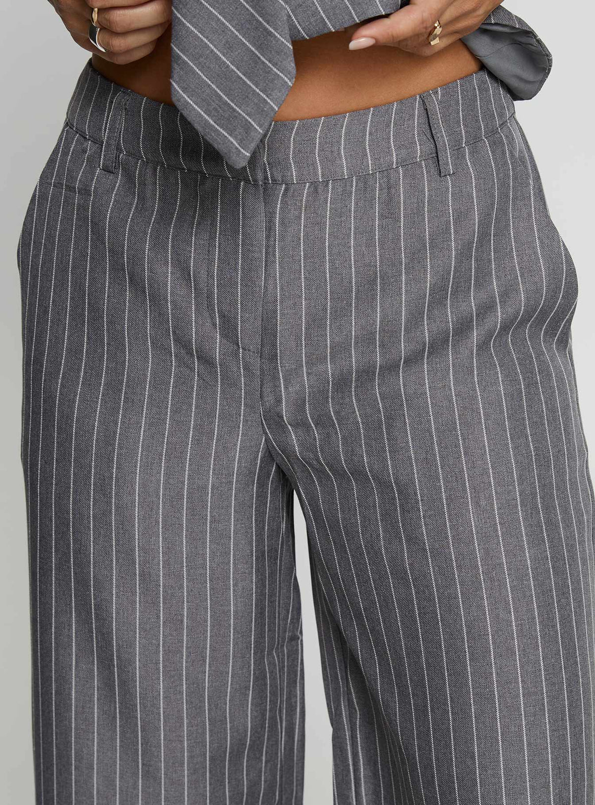 Uvelia Tailored Pants Grey Pinstripe